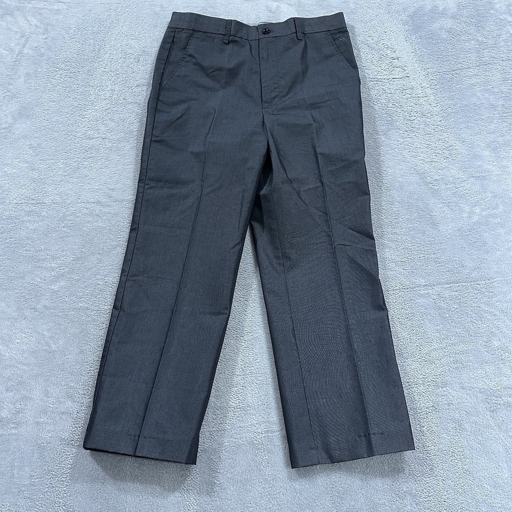 Travelfox Flat Front Relaxed Fit Dress Pants Men 32 Gray Metallic Formal Event